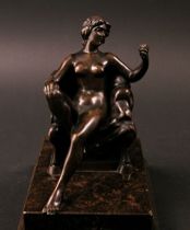 Appraisal: A Bronze Reclining Nude Another bronze reclining nude This contemporary