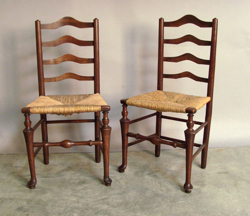 Appraisal: Pair of four-slat ladderback chairs late th early th c