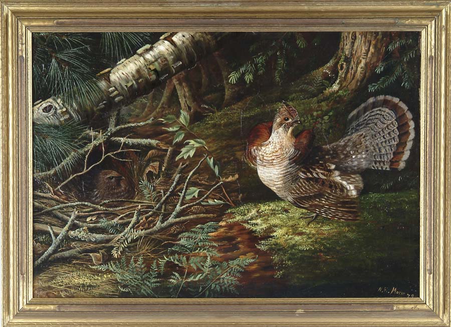 Appraisal: FINE OIL ON CANVAS GROUSE PAINTING Wonderfully detailed painting with