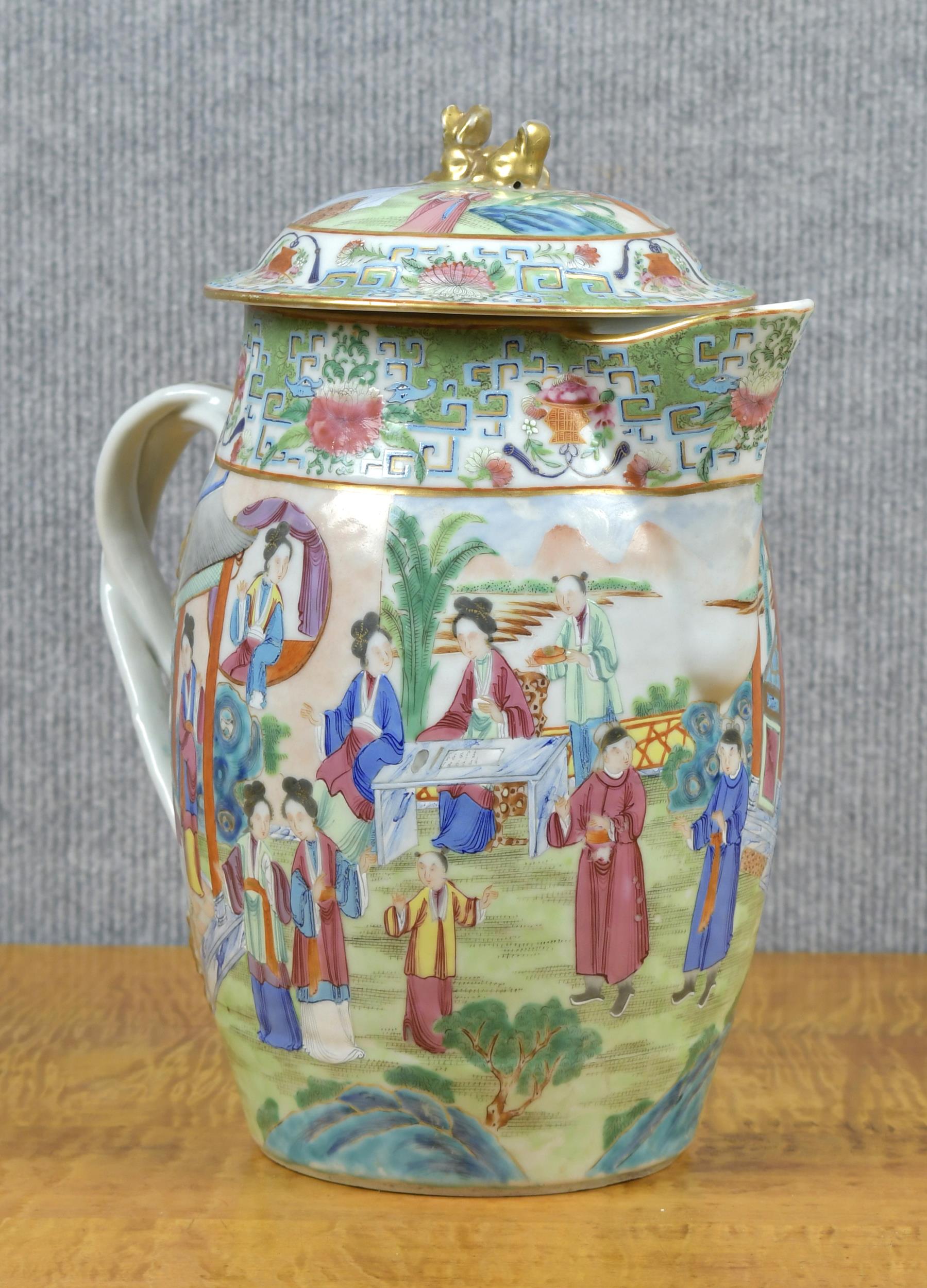 Appraisal: TH C ROSE MANDARIN CIDER JUG A ca - Chinese