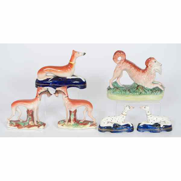 Appraisal: Staffordshire Whippet Figurines British th th century an assembled group