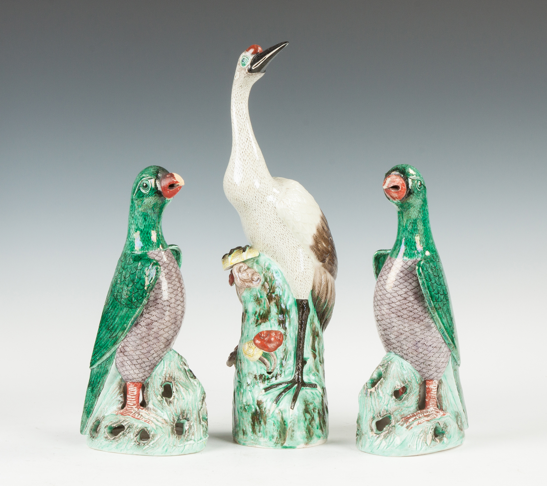 Appraisal: Pair of Chinese Porcelain Birds a Crane