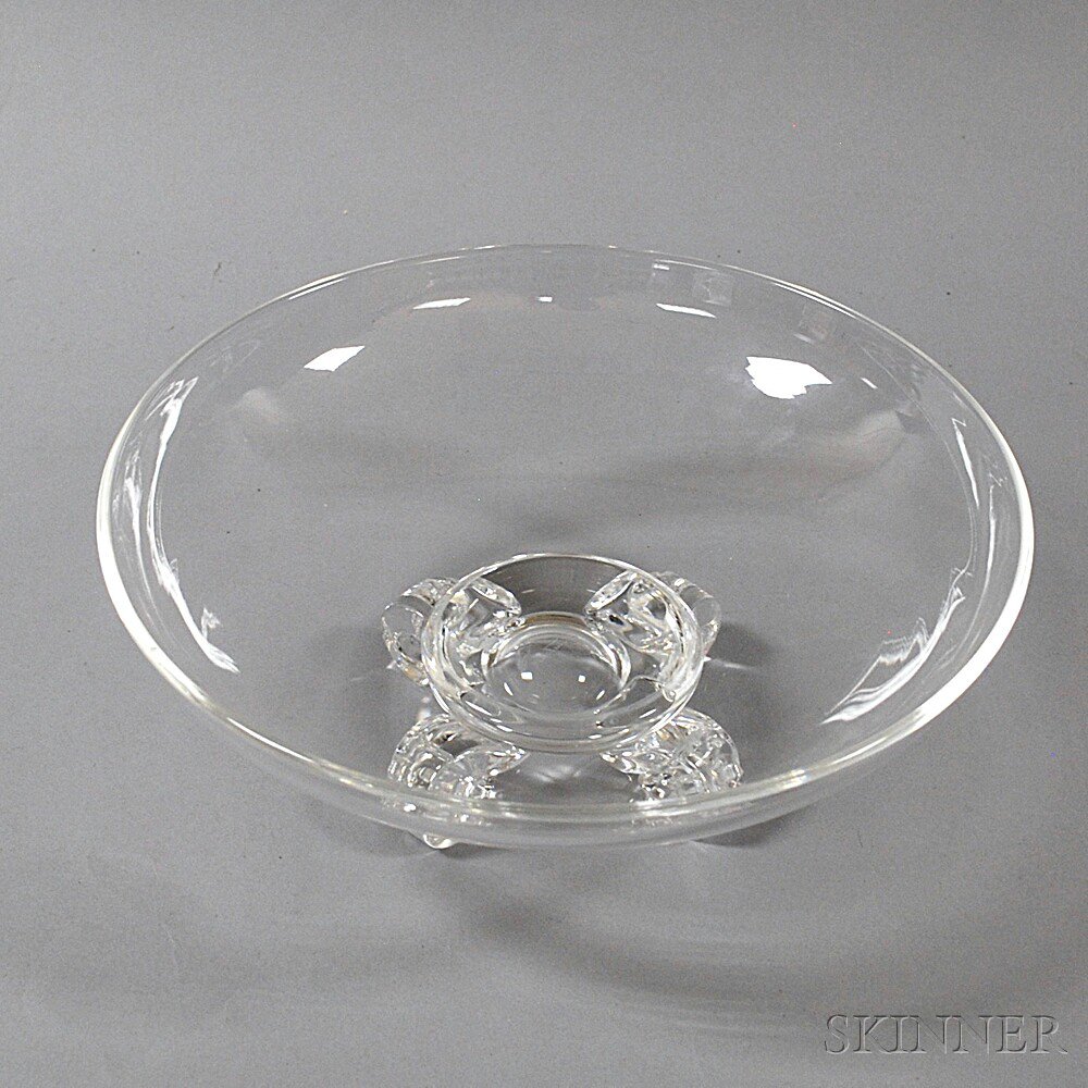 Appraisal: Steuben Colorless Glass Footed Bowl th century ht dia in