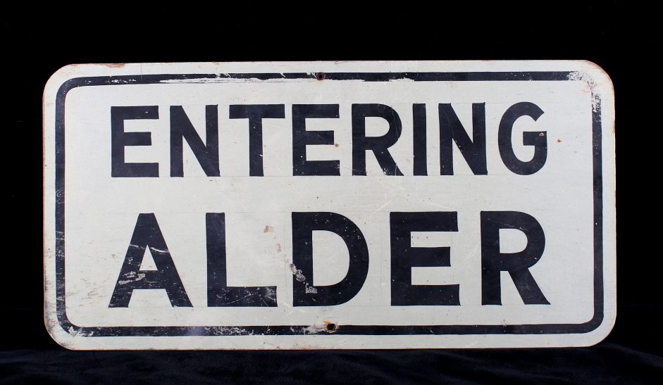 Appraisal: Original Wooden Entering Alder MT Sign Included in this lot