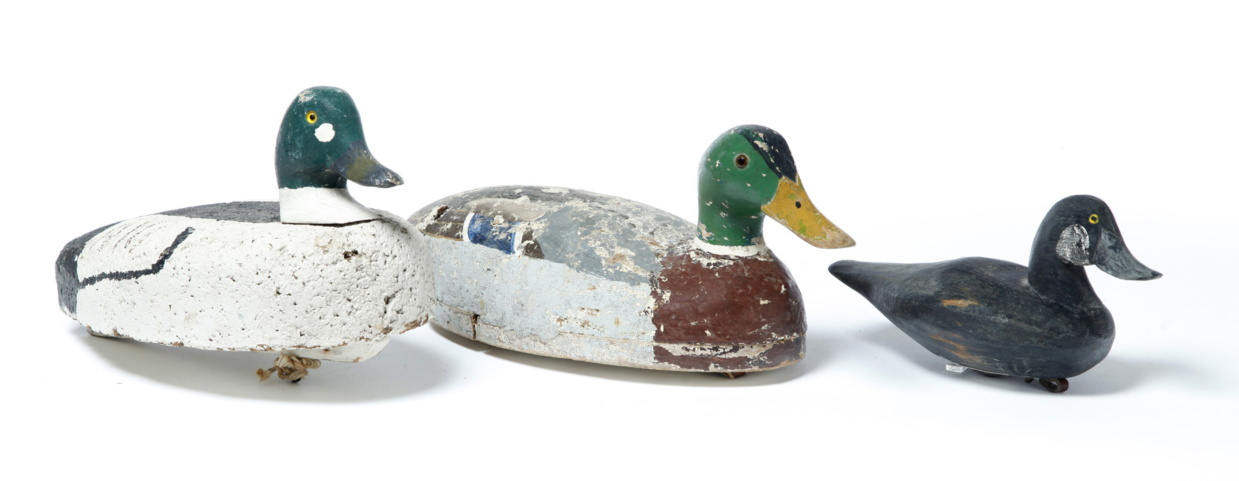 Appraisal: THREE DECOYS American mid th century Knott's Island type l