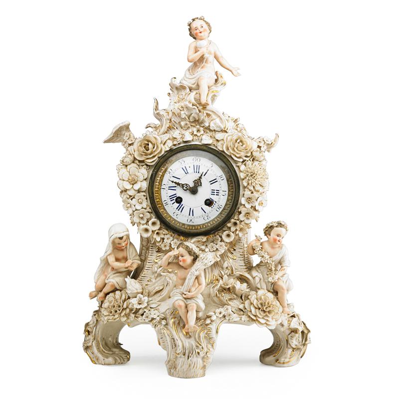 Appraisal: GERMAN PORCELAIN MANTEL CLOCK Condition Report