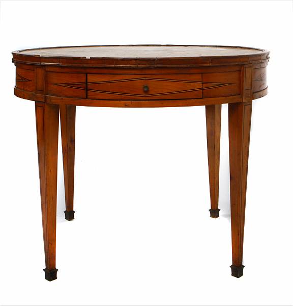 Appraisal: A Charles X drum table late th century losses height