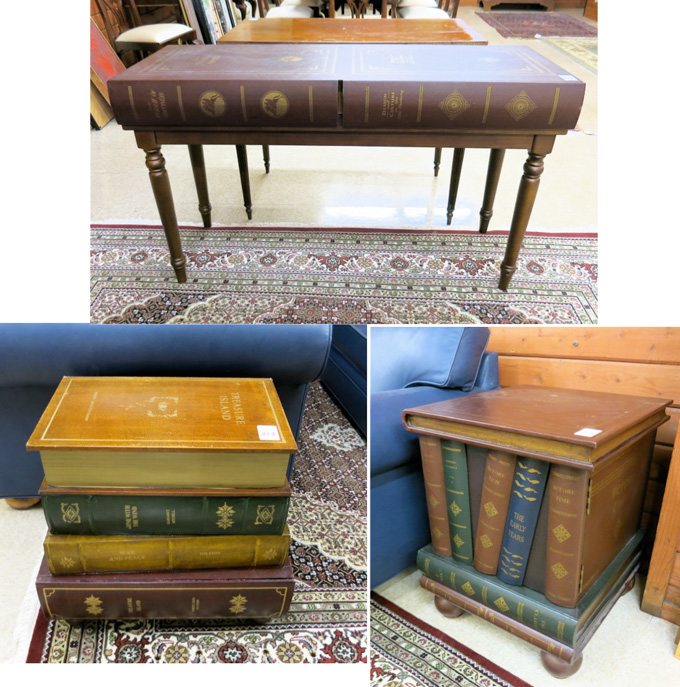 Appraisal: THREE 'BOOK' TABLES -drawer sofa table and end tables with