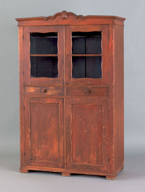 Appraisal: Basswood kitchen cupboard mid th c possibly Canadian having a