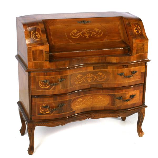 Appraisal: An Austrian Rococo style inlaid walnut writing desk height in