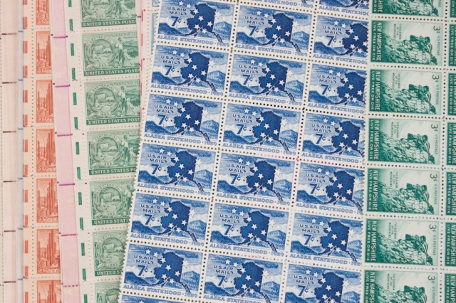 Appraisal: Thirty-six sheets of United States commemorative stamps principally s and