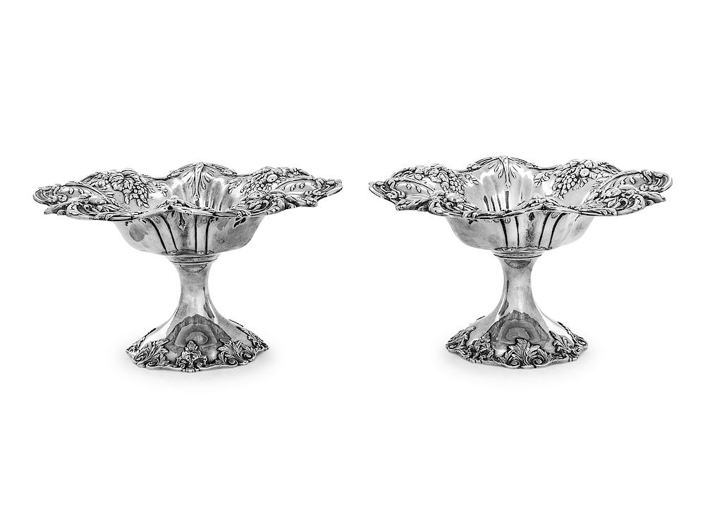 Appraisal: A Pair of American Silver Compotes Reed Barton Taunton MA