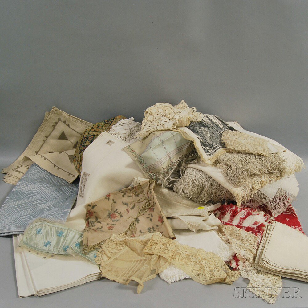 Appraisal: Large Group of Embroidered Cotton and Lace Table Linens and