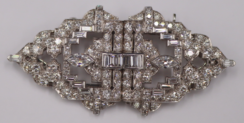 Appraisal: JEWELRY ART DECO DIAMOND DOUBLE CLIP BROOCH Beautiful Art Deco