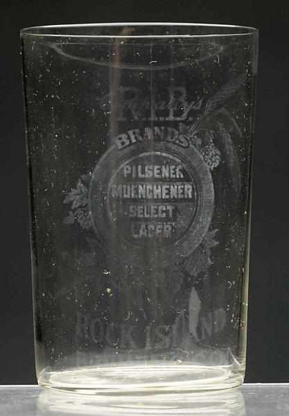 Appraisal: Rock Island Brewing Co Acid-Etched Beer Glass Glass is clean