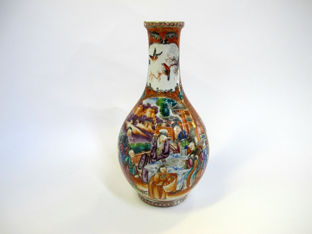 Appraisal: Chinese bottle vase decorated with figures in mainly puce and