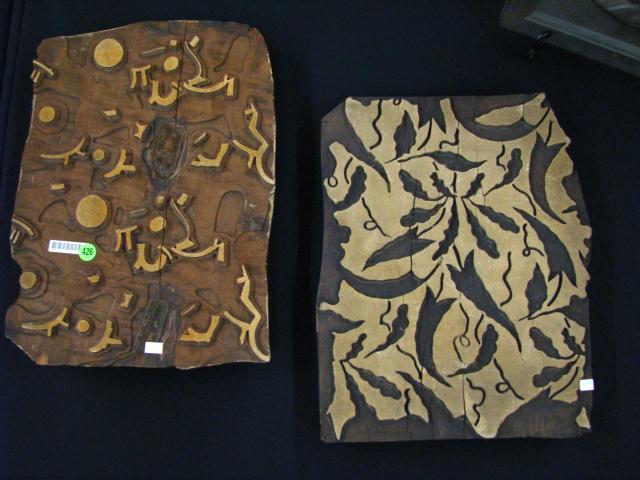 Appraisal: Two relief carved wood pattern blocks both approximately x inches