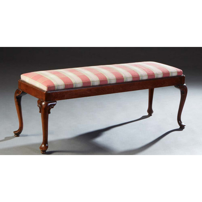 Appraisal: Queen Anne Style Carved Mahogany Long Bench th c the