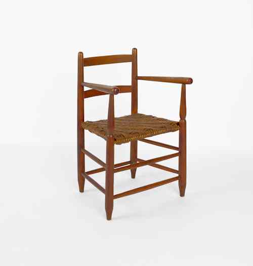 Appraisal: Ladderback armchair th c with rush seat