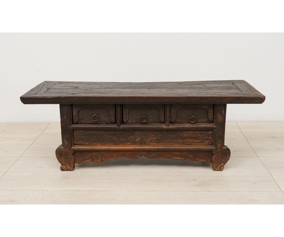 Appraisal: Asian diminutive carved altar table th c with red import