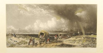 Appraisal: After Norman Hirst Troops marching towards a town coloured lithograph