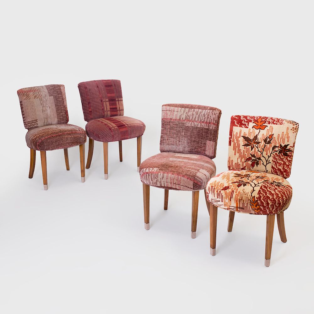 Appraisal: Set of Four Art Deco Mahogany Dining Chairs Upholstered in