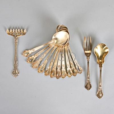 Appraisal: GORHAM AND MANCHESTER SILVER FLATWARE Fourteen pieces Thirteen Gorham Chantilly