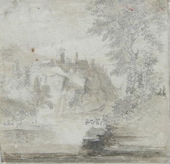 Appraisal: An th th Century Sepia Drawing Unsigned Landscape Pencil and