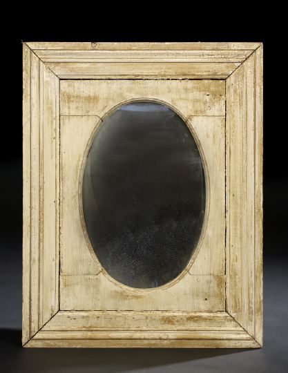 Appraisal: Continental Antique-White-Painted Pine Boxed Two-Way Rectangular Looking Glass first quarter