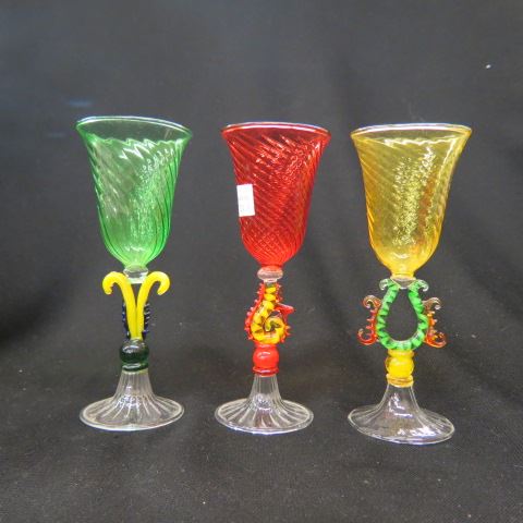 Appraisal: Venetian Art Glass Cordials various colors excellent