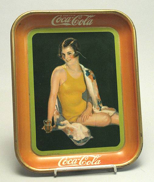 Appraisal: Coca-Cola Tray Tray depicting girl in swimsuit with bottle lithographed