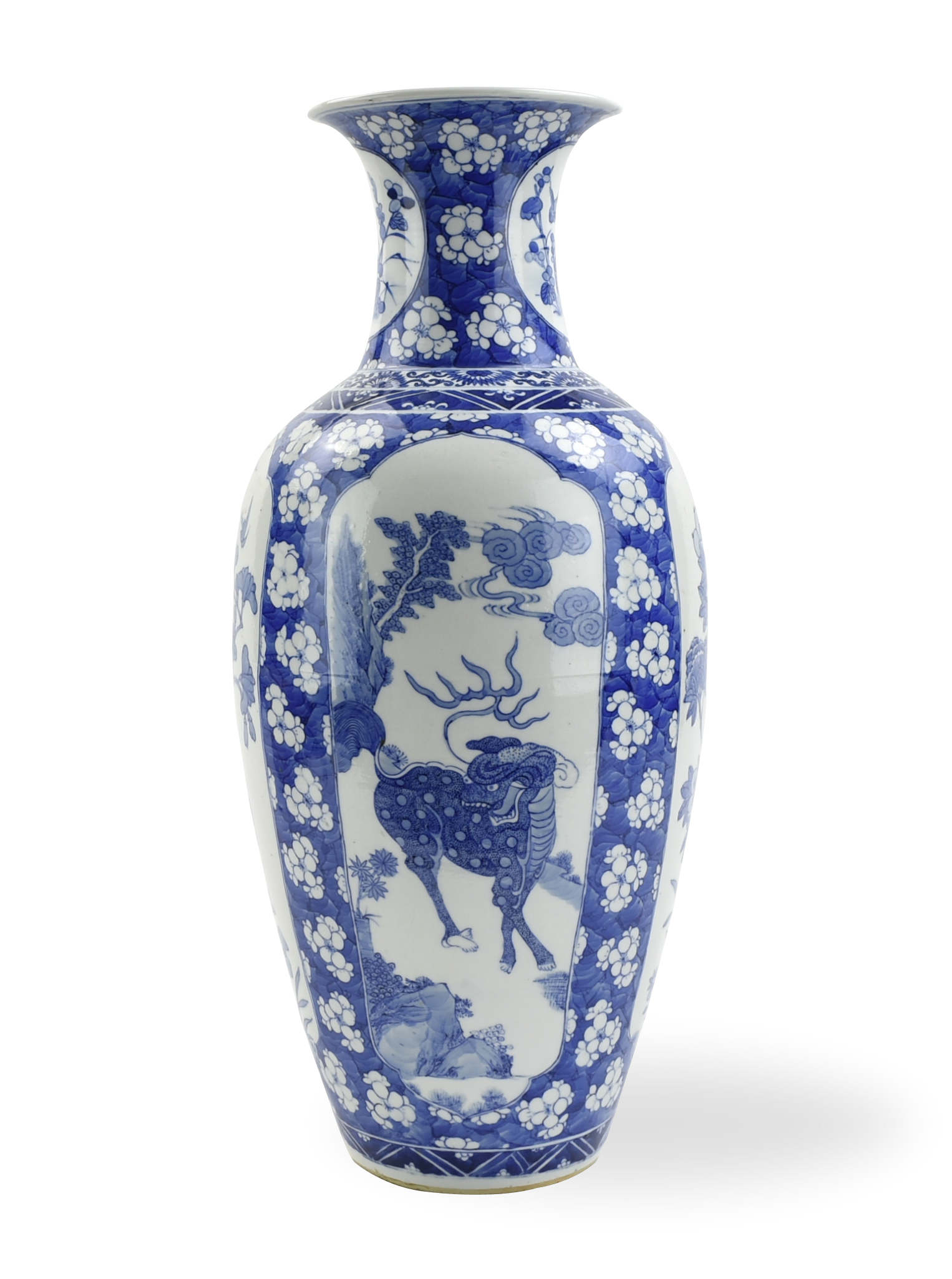 Appraisal: Chinese th C blue and white Guanyin vase decorated with