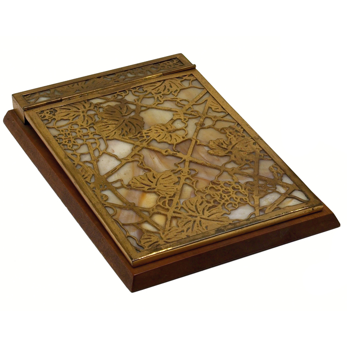 Appraisal: Tiffany Studios memo pad holder grapevine pattern