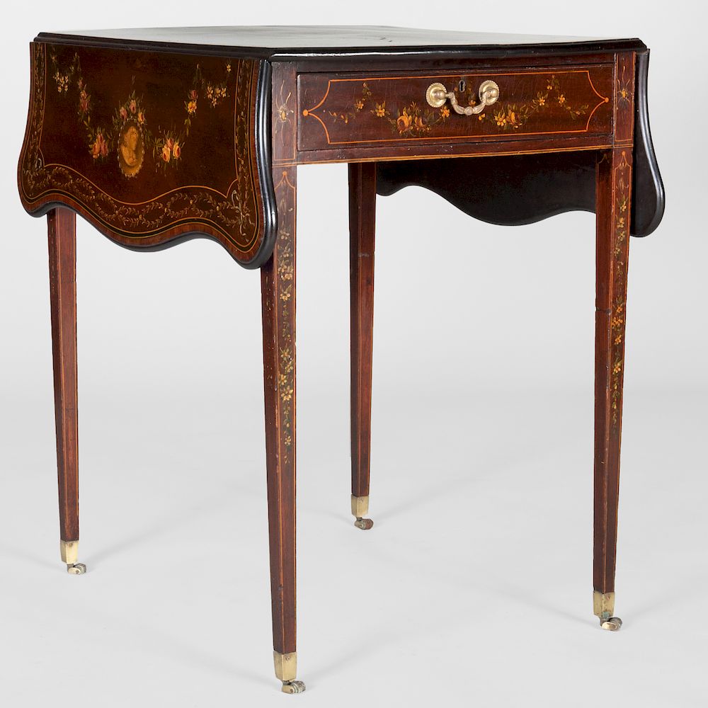 Appraisal: George III Painted Pembroke Table Fitted with a freize drawer