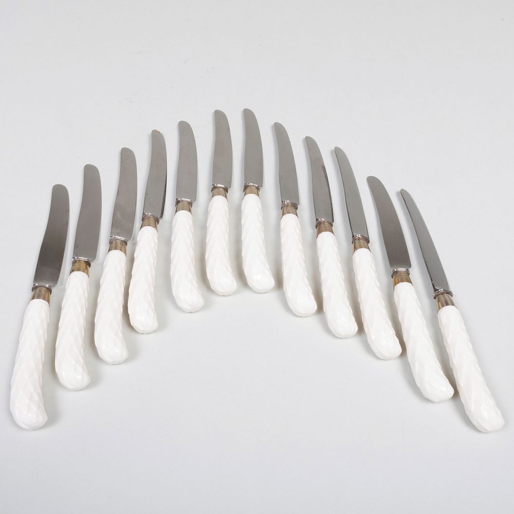 Appraisal: Set of Twelve English Porcelain Handled Knives After Syrie Maugham