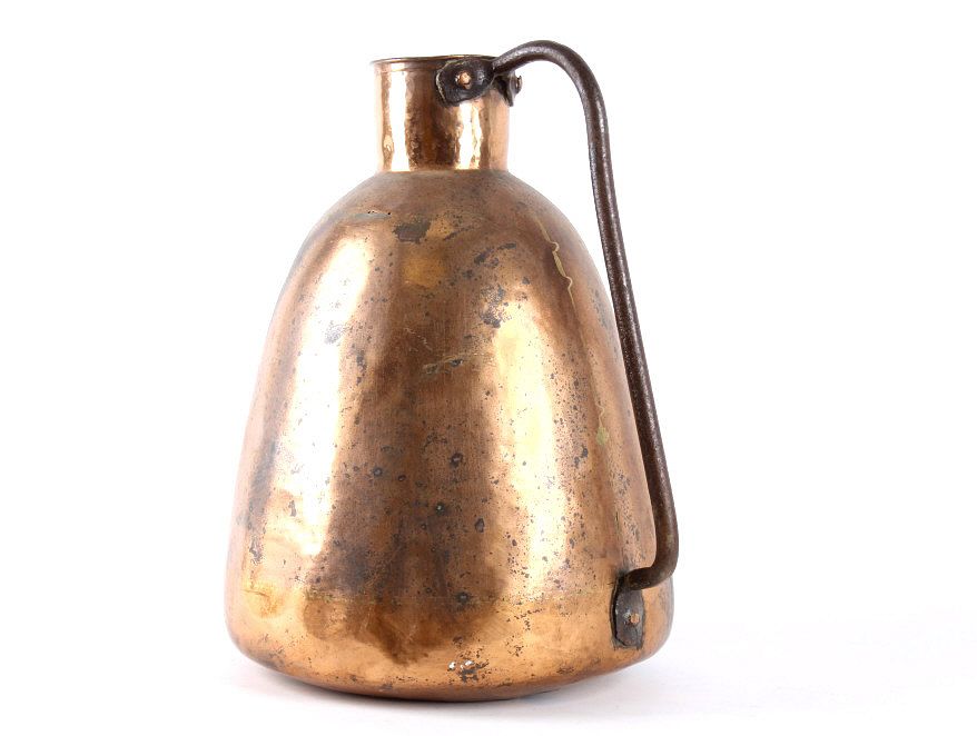 Appraisal: Large Dovetail Copper Wrought Iron Pitcher For your consideration is