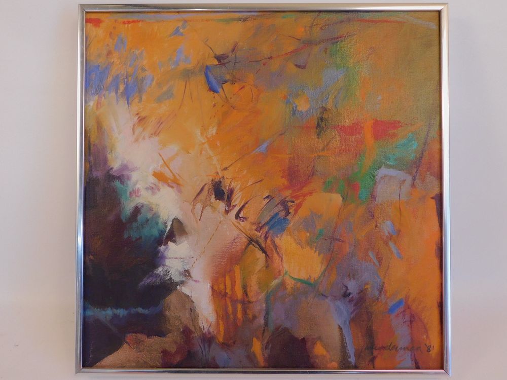 Appraisal: JAN WUNDERMAN ABSTRACT PAINTING Oil on canvas of abstract subject