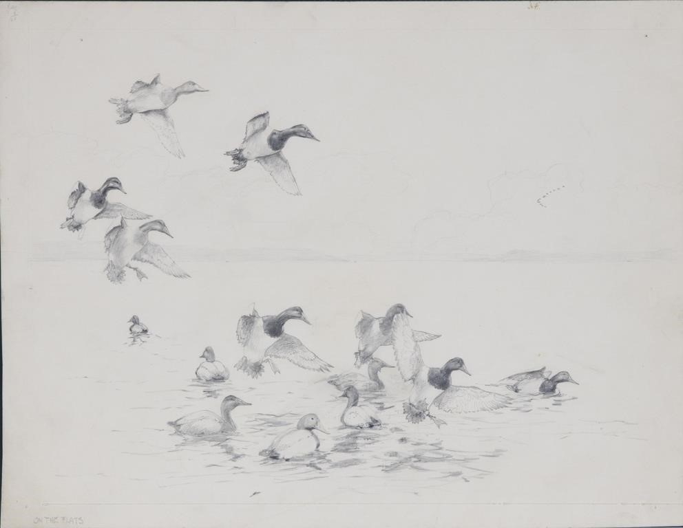 Appraisal: On The Flats each titled lower left pencil drawing by