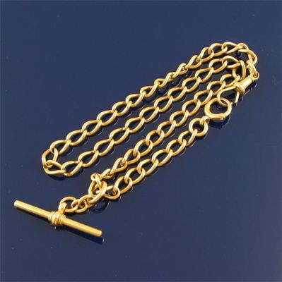 Appraisal: An ct gold twisted curb link Albert watch chain With