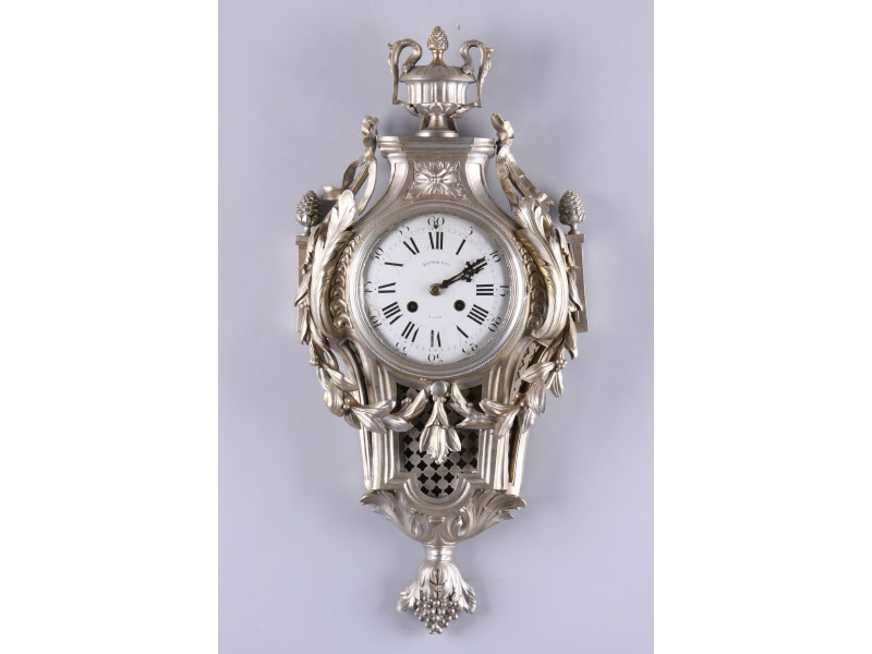 Appraisal: Louis XVI Style Raingo Fres Cartel Clock th c silvered