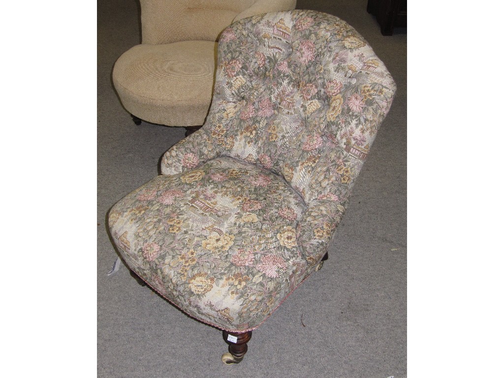 Appraisal: Victorian floral upholstered nursing chair