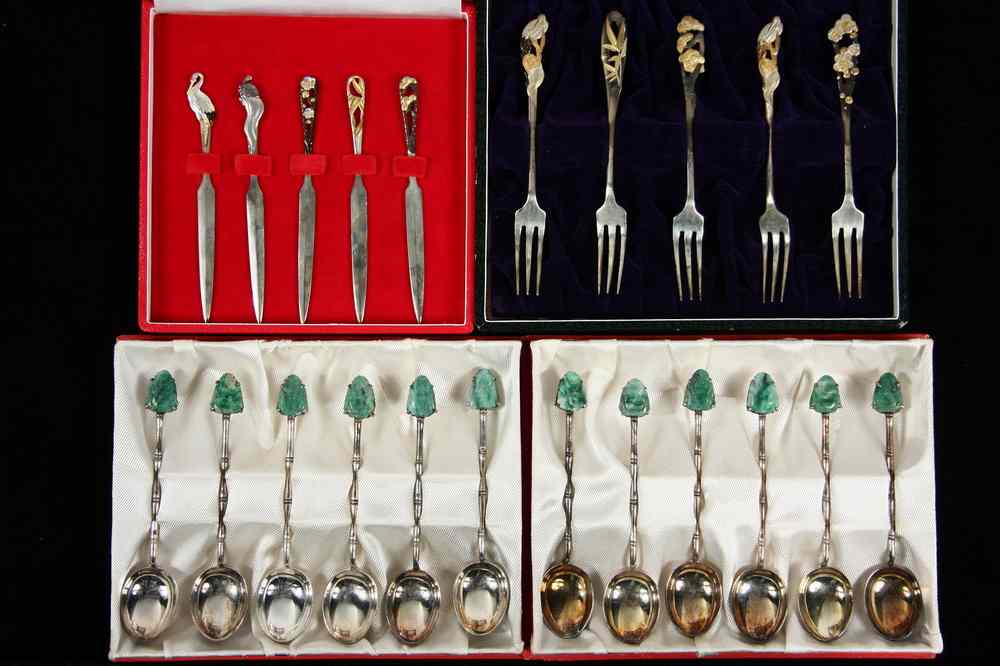 Appraisal: FLATWARE - piece lot two boxed sets of oriental sterling