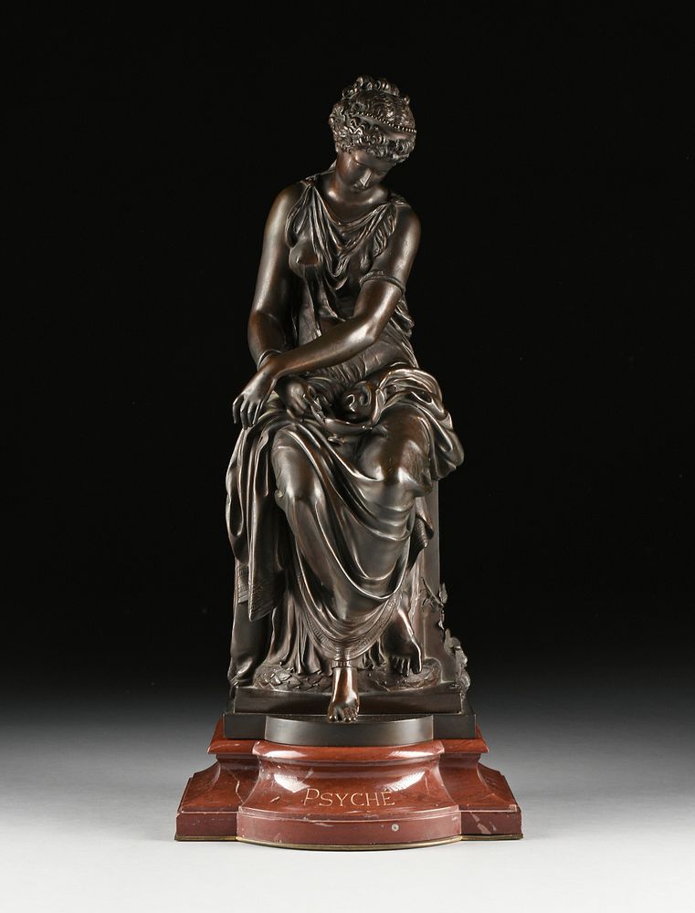 Appraisal: MATHURIN MOREAU French - A BRONZE SCULPTURE Psyche MATHURIN MOREAU