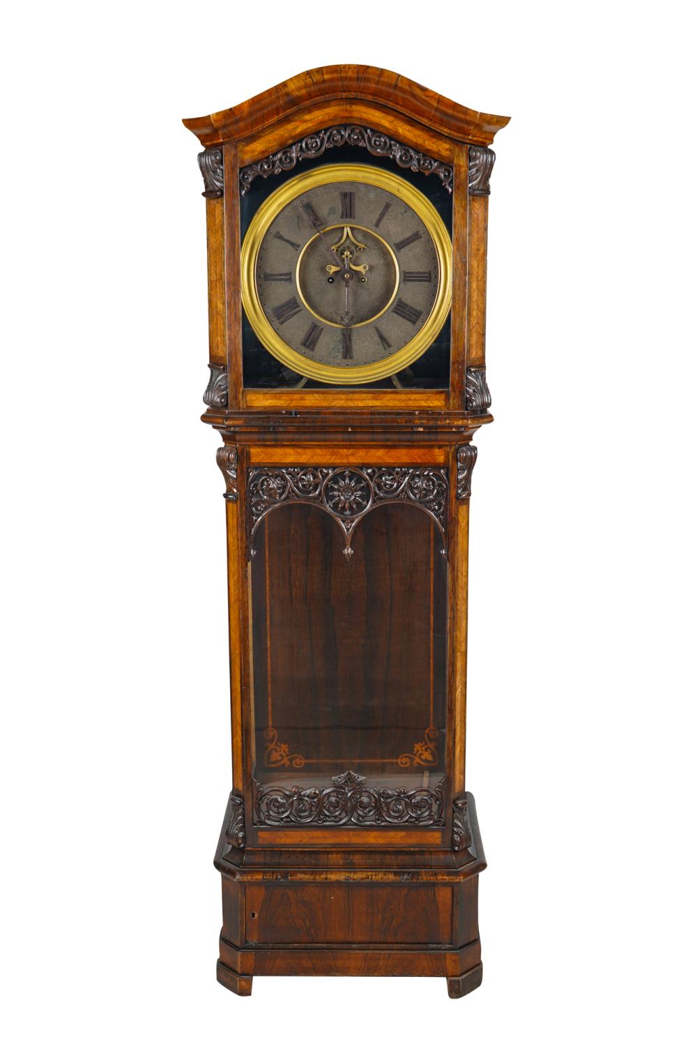 Appraisal: GERMAN ROSEWOOD TALL CASE CLOCK th Century with a steel