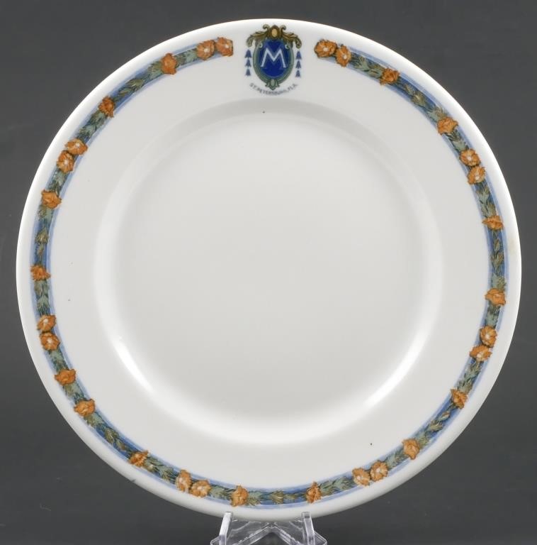 Appraisal: Rare plate from the Hotel Mason St Petersburg Florida Measures