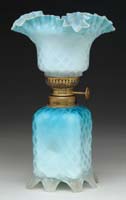 Appraisal: RARE BLUE SATIN DQMOP MINI LAMP S - Dark shading