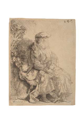 Appraisal: REMBRANDT VAN RIJN Abraham Caressing Isaac Etching circa x mm