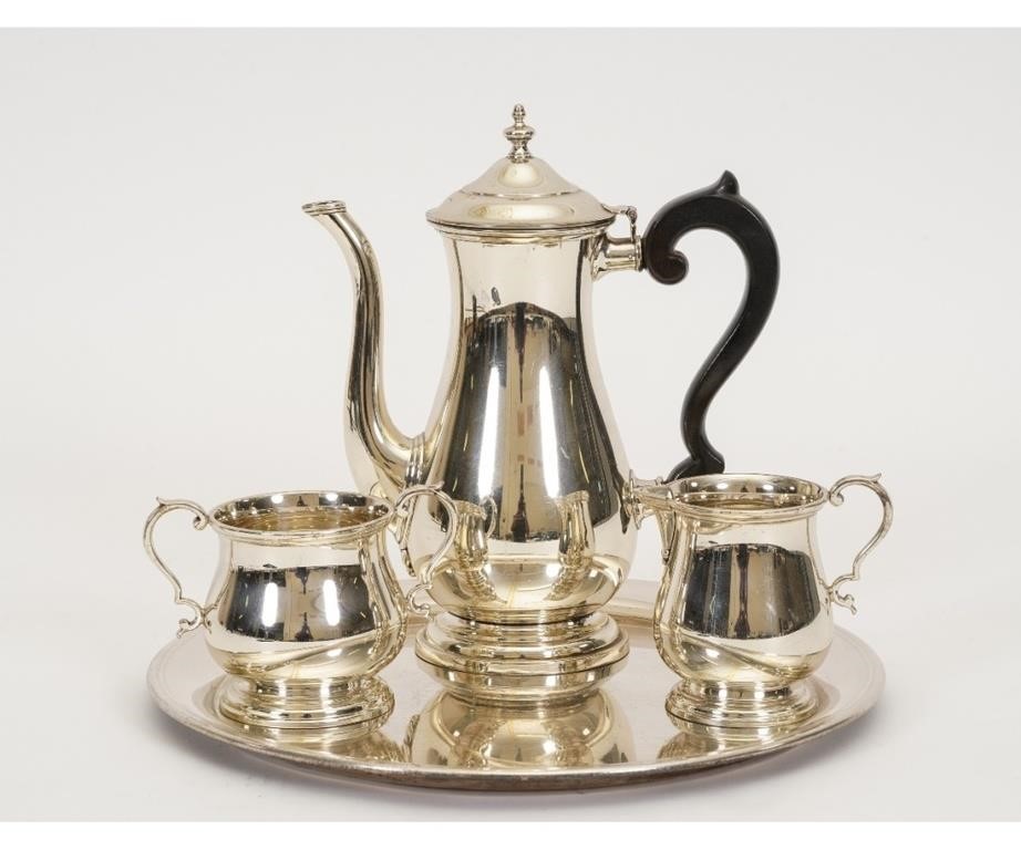 Appraisal: Four-piece sterling silver coffee service to include tray coffee pot