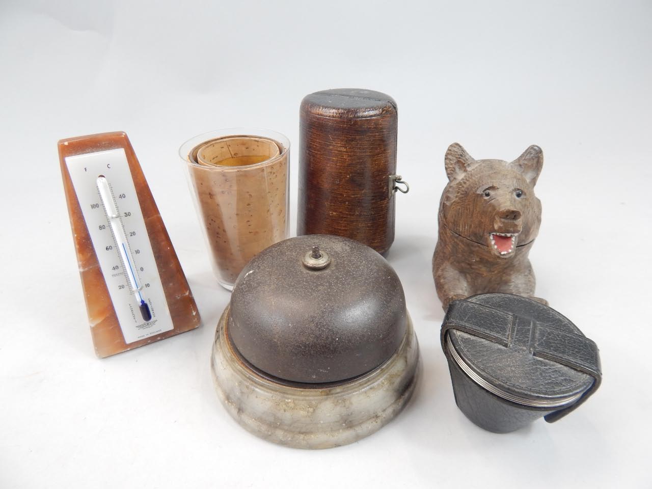 Appraisal: Various collectables to include an alabaster and metal desk bell