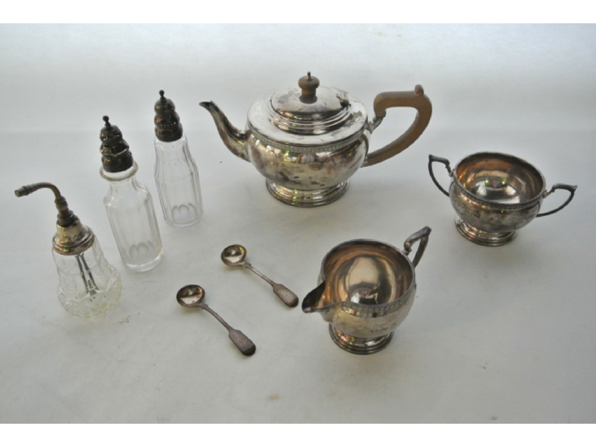 Appraisal: A silver three-piece tea set A E Poston Co Ltd